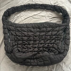 Do Everything in Love Black Quilted Puffer Slouchy Crossbody Shoulder Bag Purse